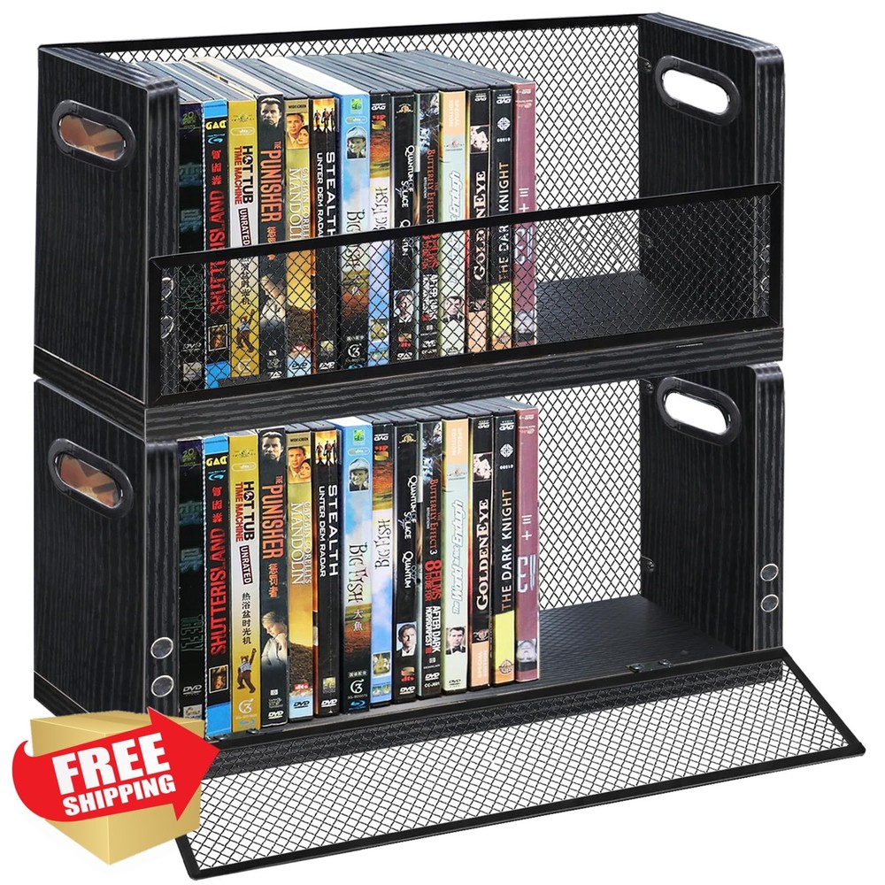 2PK DVD Storage Rack, 56 Disc Capacity, Black, Stackable Tower