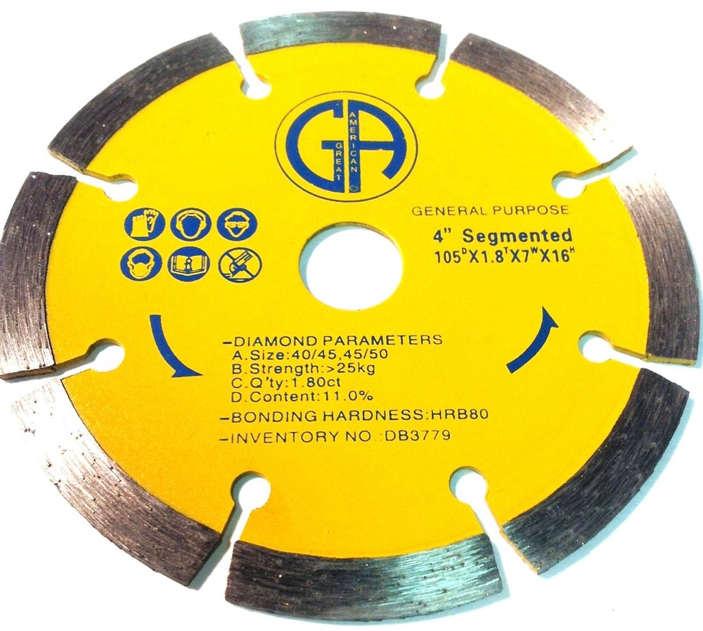 4" GA Diamond Saw Blade Segmented for Granite & General Purpose DB3779