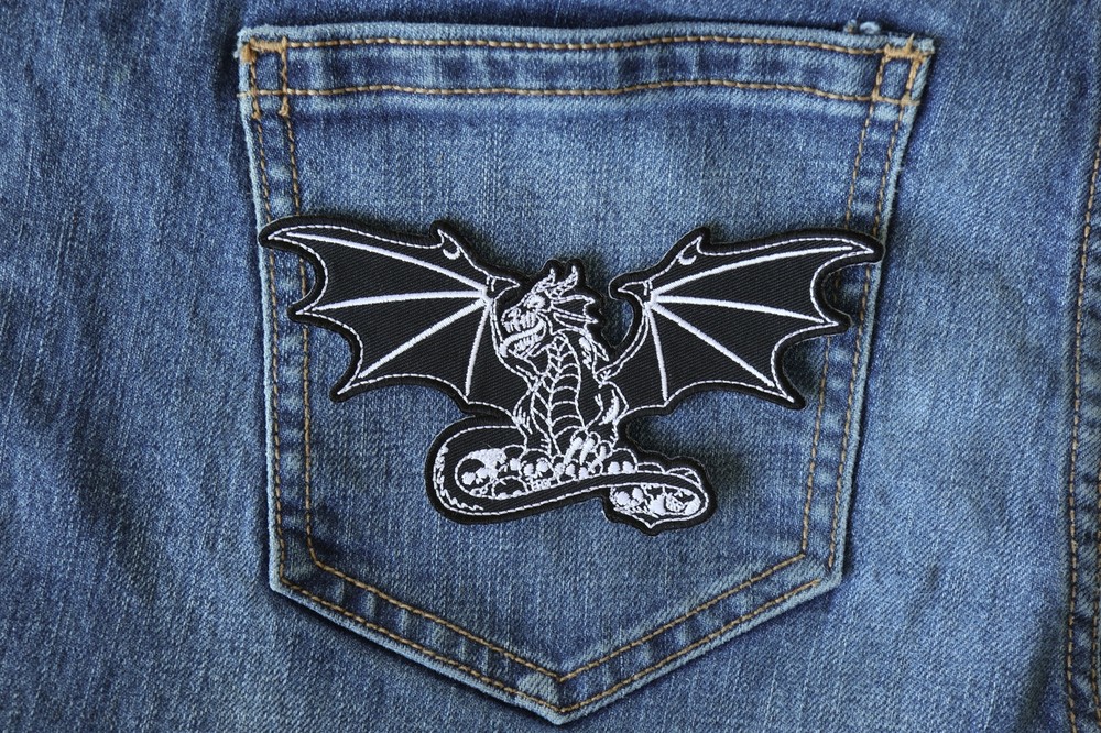 Dragon with Skulls Patch - 5x2.5 inch - P6226