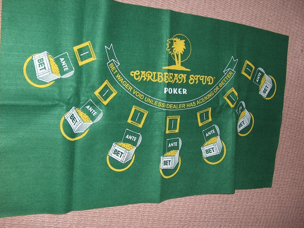 Texas Hold'em Table Top Layout 48x28" Green Mat Felt & Caribbean Stud otherside