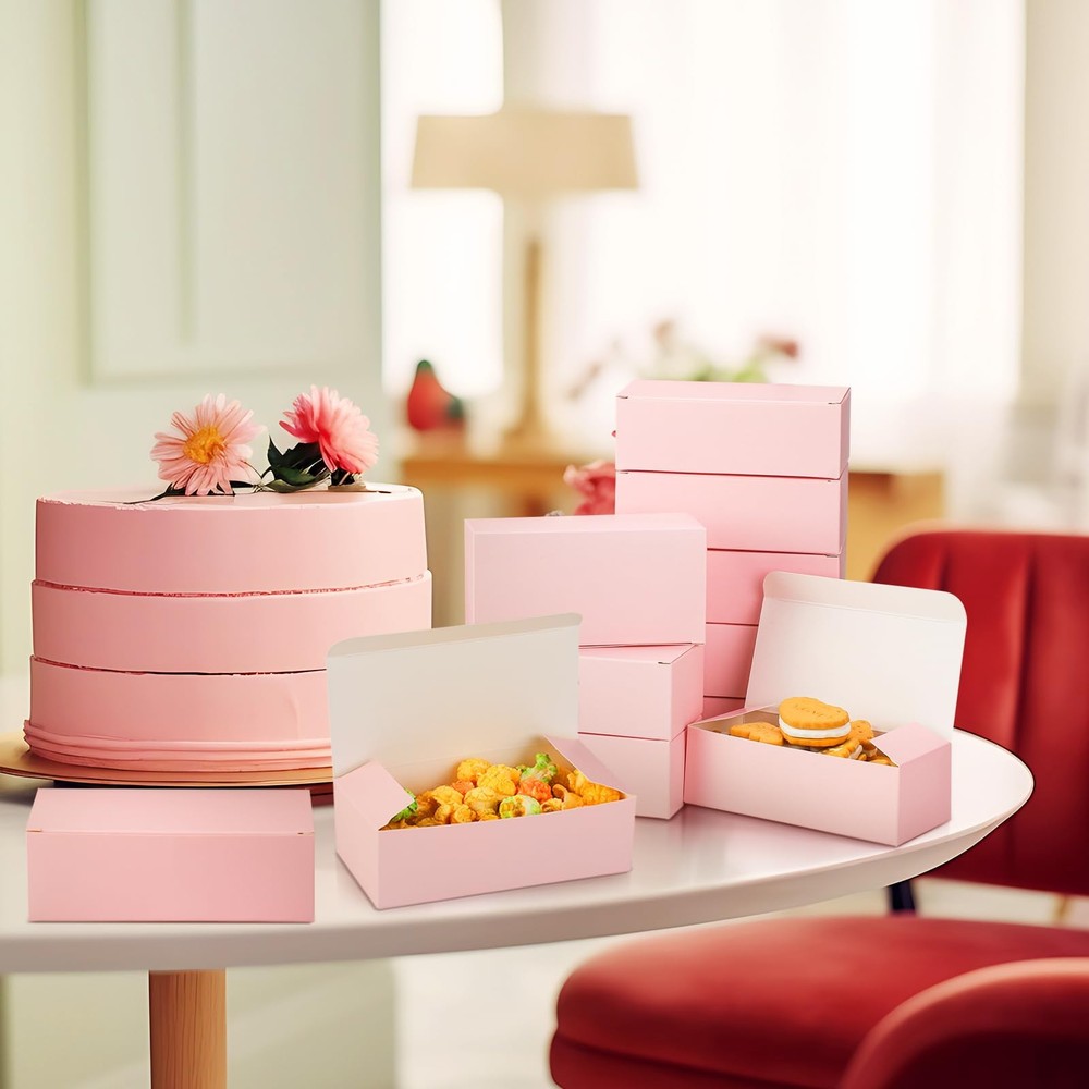 36 Pcs Pink Cookie Boxes Small Bakery Biscuit Boxes for Dessert Cake Donuts P...