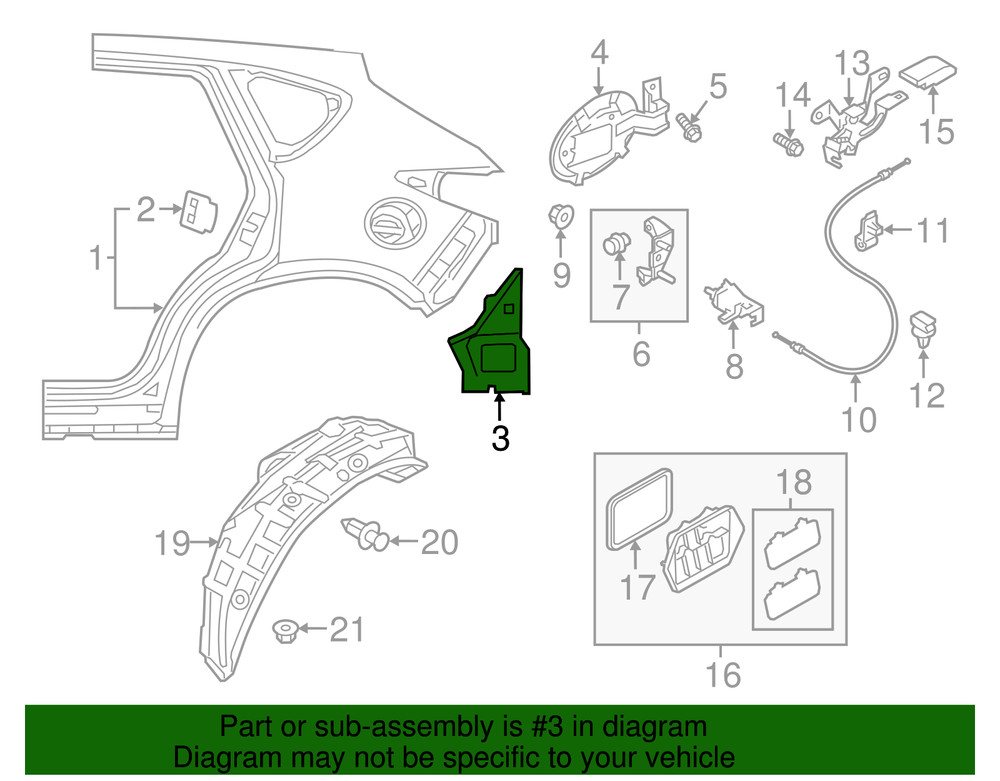 Genuine Mazda Quarter Panel Extension KDY3-70-41X