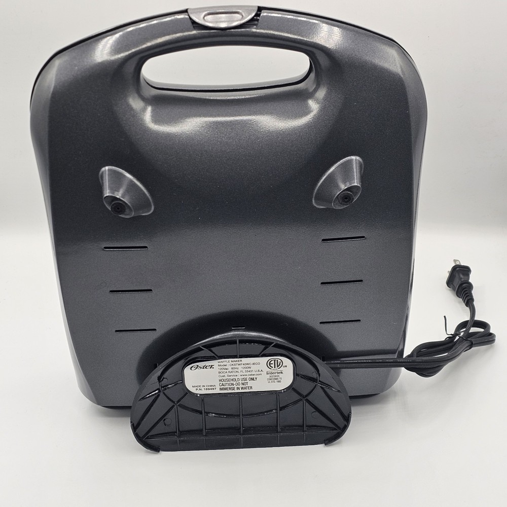 Oster Belgian Waffle Maker Nonstick Plates Indicator Lights Gray Tested Works