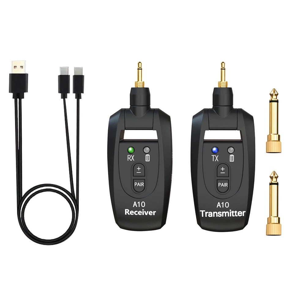 2.4GHz Wireless Guitar Transmitter Receiver Set Rechargeable 100 Foot Range