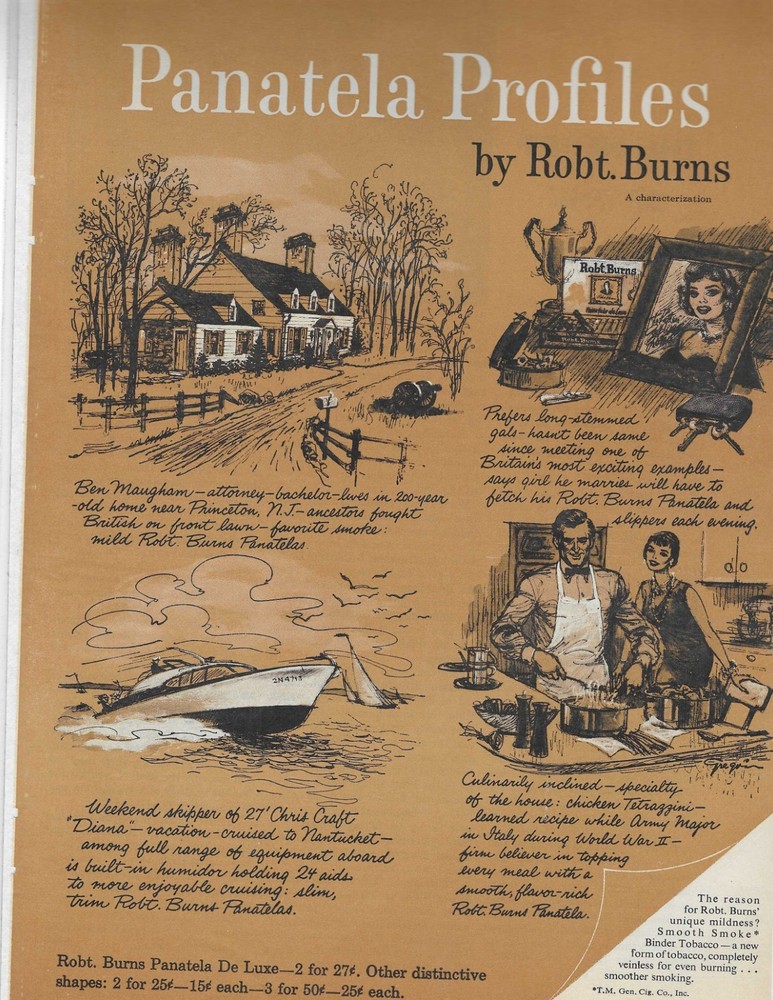 PANATELA PROFILES BY ROBT BURNS ORIGINAL PRINT AD