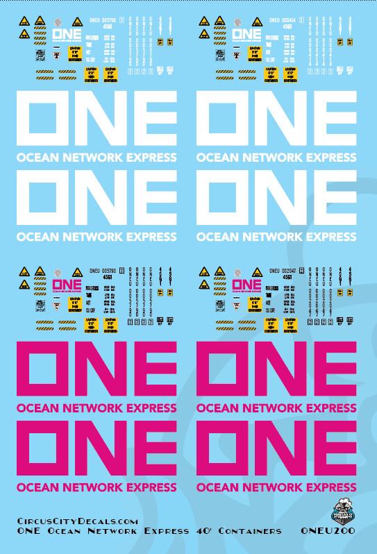ONE Ocean Network Express 40' Intermodal Container Pink & White S Scale