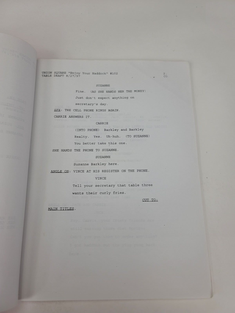 UNION SQUARE / George McGrath 1997 TV Script, Jazzmun "Enjoy Your Haddock"