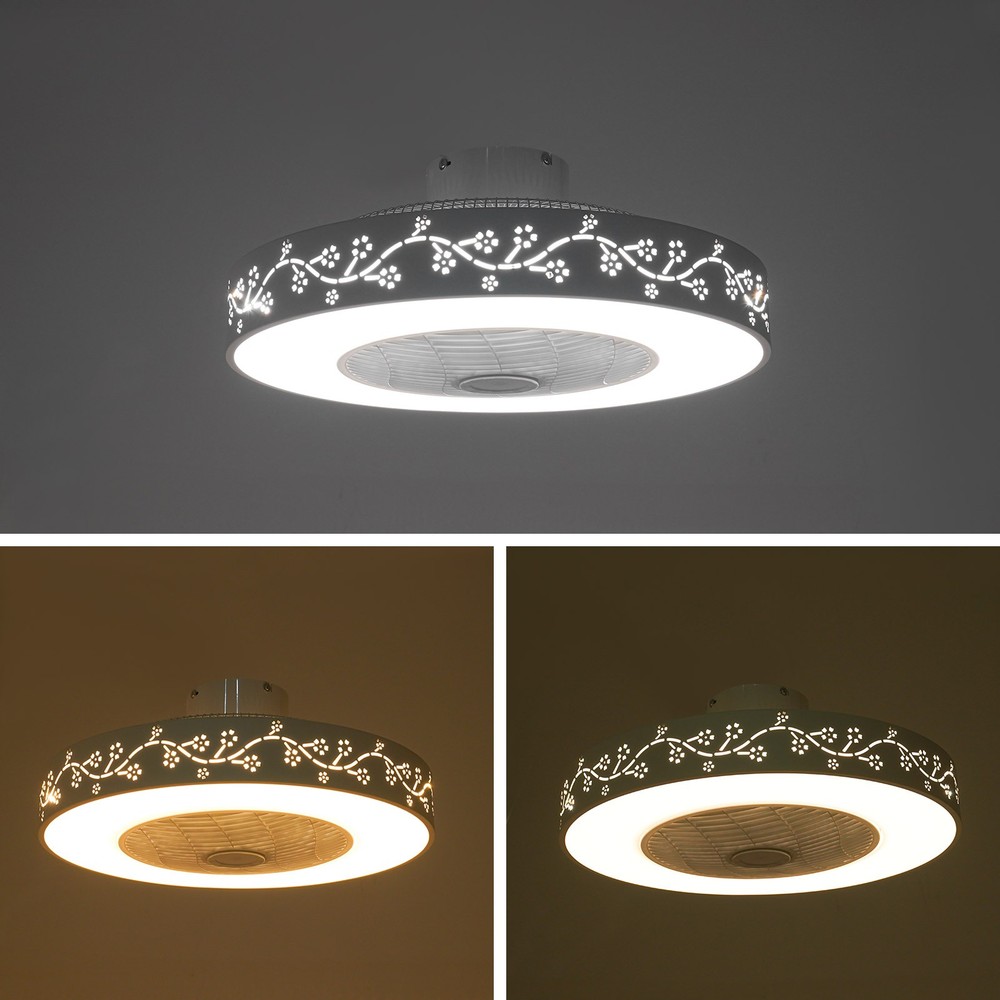 22" Ultra-thin LED Ceiling Fan Light Remote Control Flush Mount Ceiling Fan Lamp