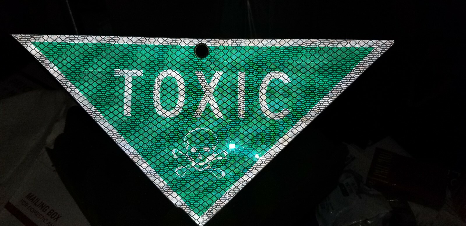 Military Reflective Vinyl Sign / Placard, "TOXIC" (Great For Kids Room) 2 Pack