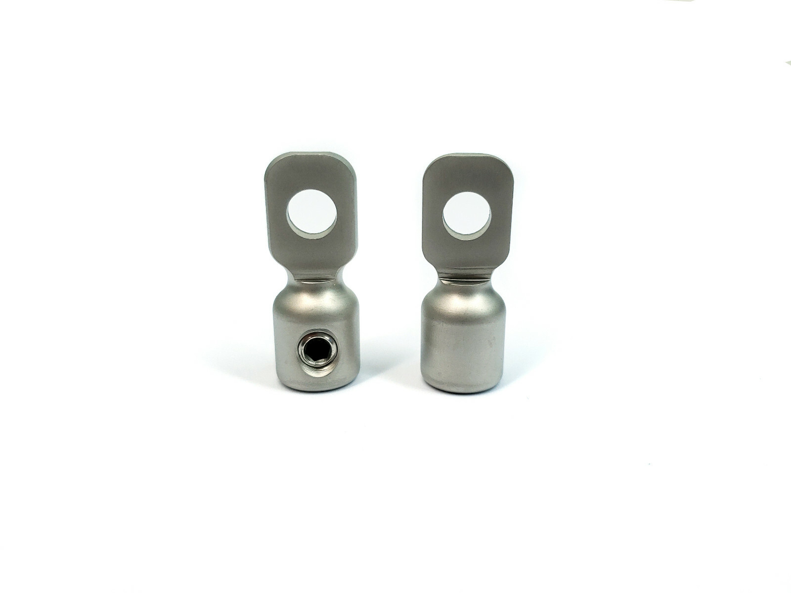 KnuKonceptz 4 Gauge Set Screw Ring Terminals Pair Nickel Silver with Heat Shrink