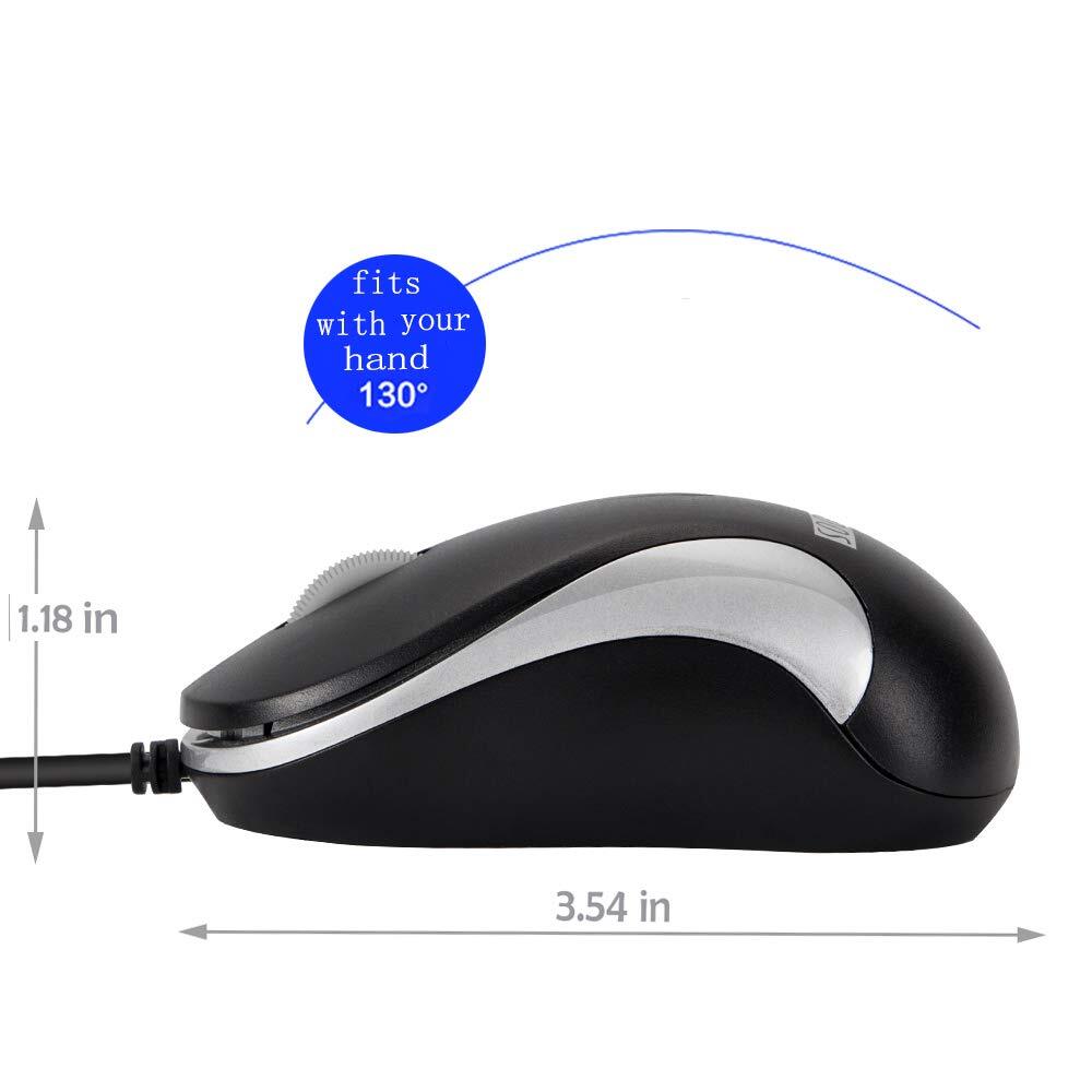USB Mouse 2 Pack Computer Mouse Ergonomic Optical Wired Mice for Office and H...