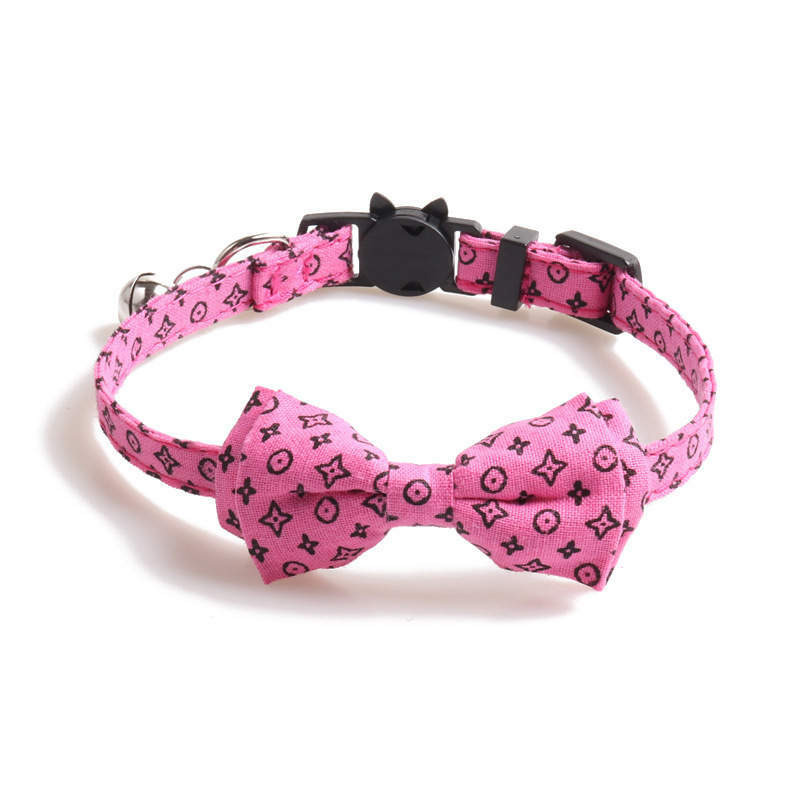 Check Plaid Cat Collar Breakaway - Bow tie Leopard Removable Kitten Silver Bell