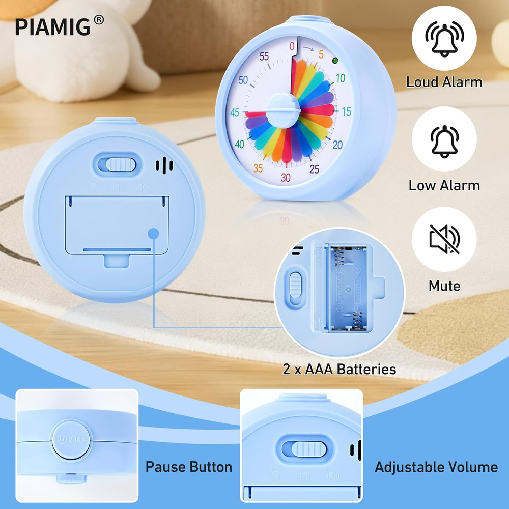 Visual Timer, 60-Minute Countdown Timer for Kids and Adults with Adjustable Volu