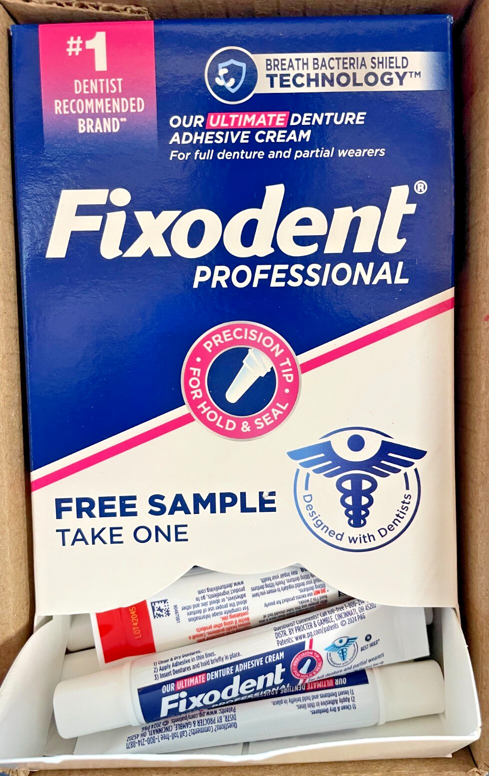 Fixodent Professional Denture Adhesive Cream 0.35 oz. 50 tubes per Box