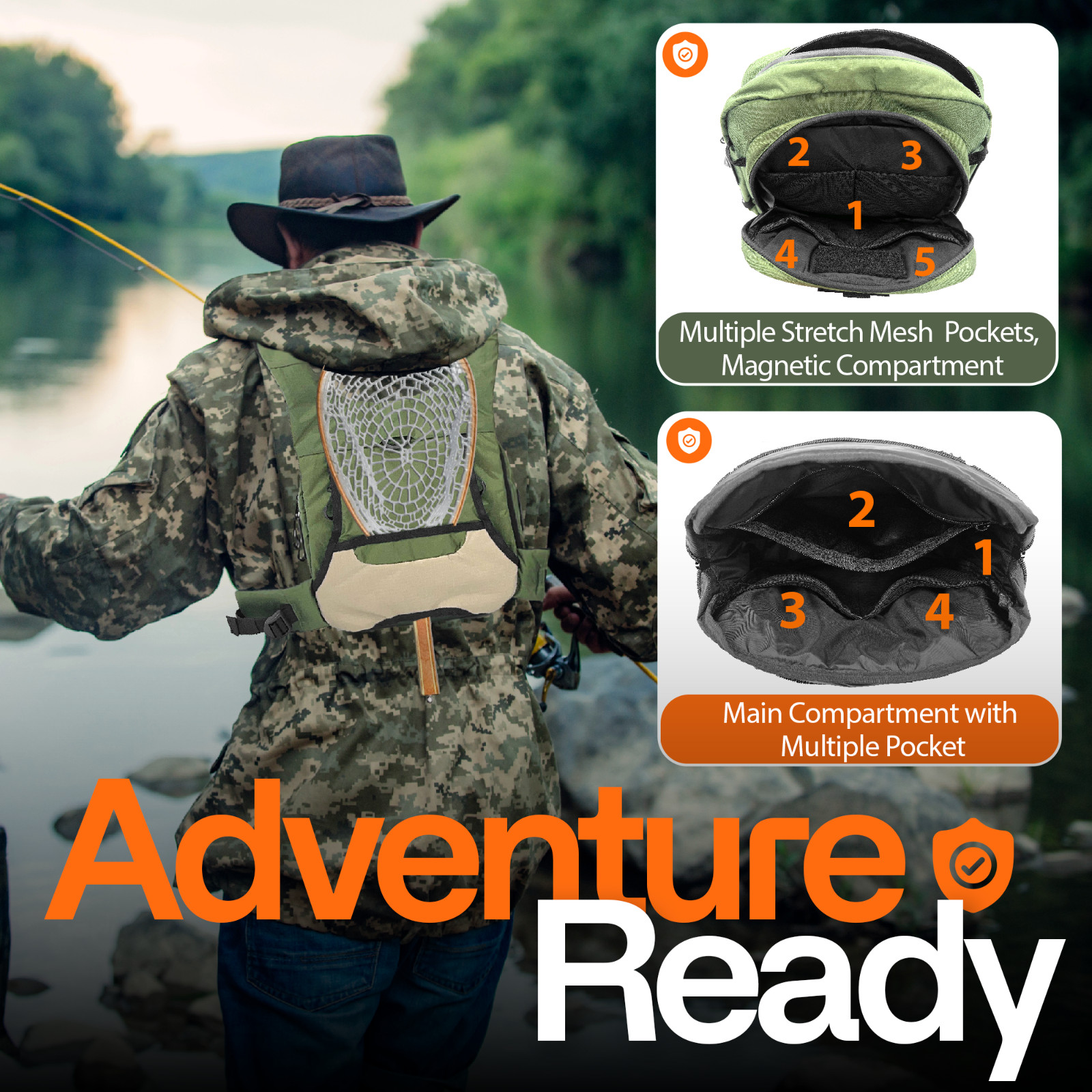 Whitewater Fly Fishing Chest Pack-Versatile Chest Bag with Magnetic Front Pocket