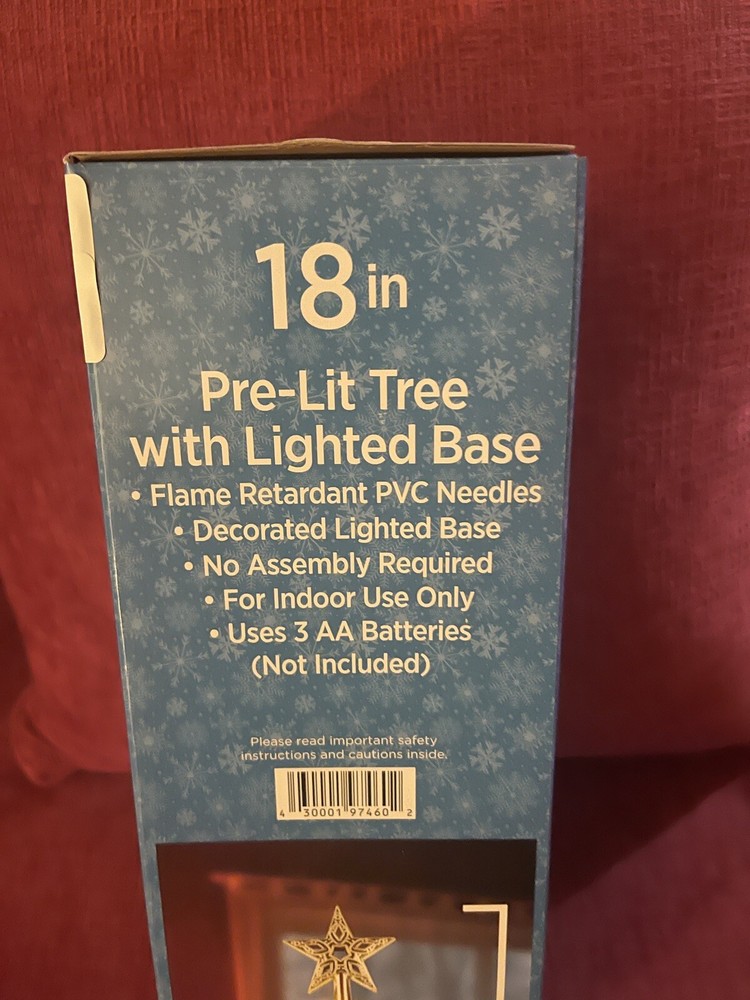 🆕 Holiday Style 18" Pre-lite Tree Lighted Base 45 Tips 14 White LED Lights