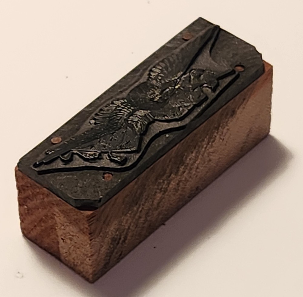 Vintage Eagle With Flag Letterpress Printing Block As Pictured