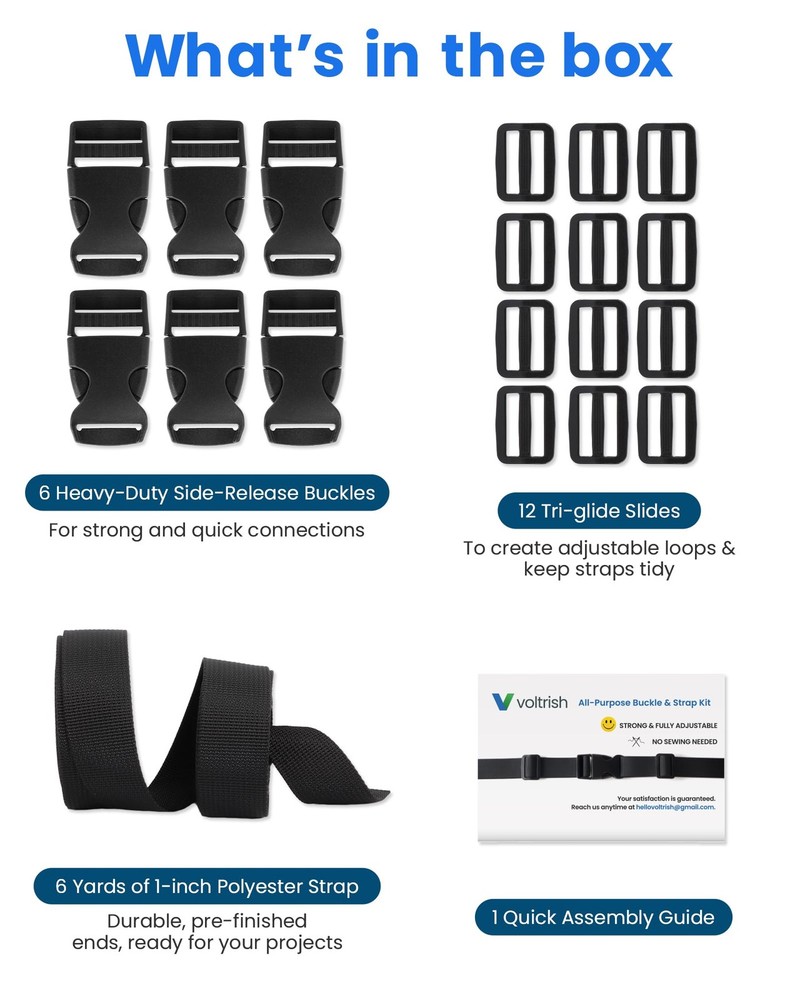 Buckle & Strap Kit 6 Yards 1 Inch Wide Polyester Webbing hardware