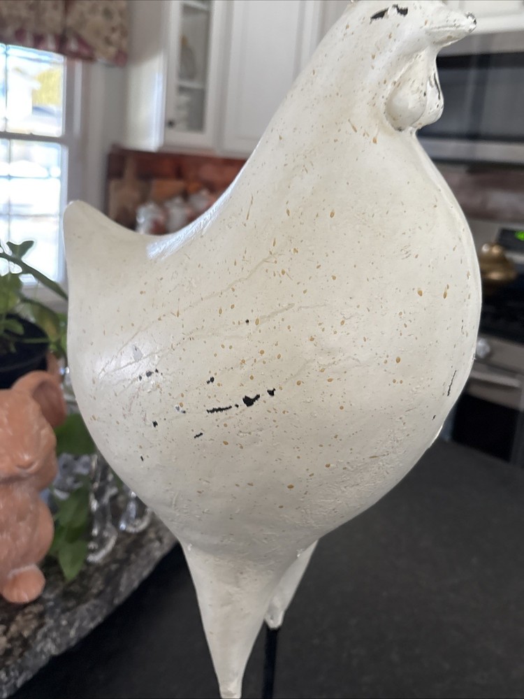 21" White Rooster Metal Rustic Primitive Country Decor Figurine