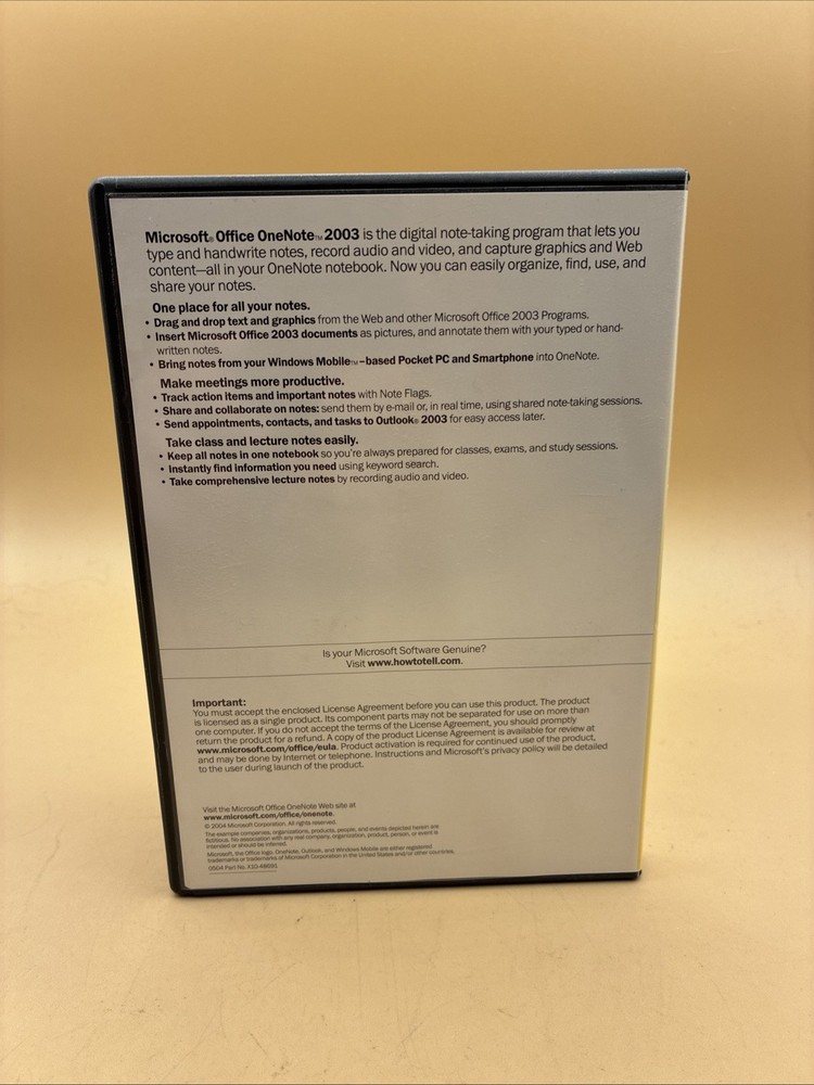Microsoft Office OneNote 2003 CD in Case w/ Product Key
