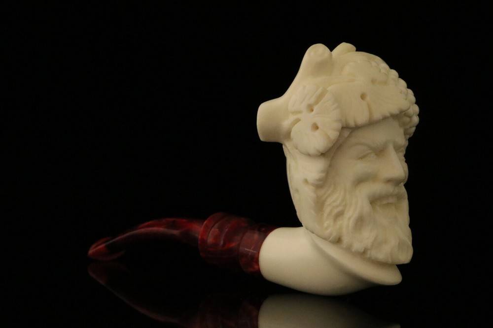 srv - Bacchus Block Meerschaum Pipe with fitted case M2182