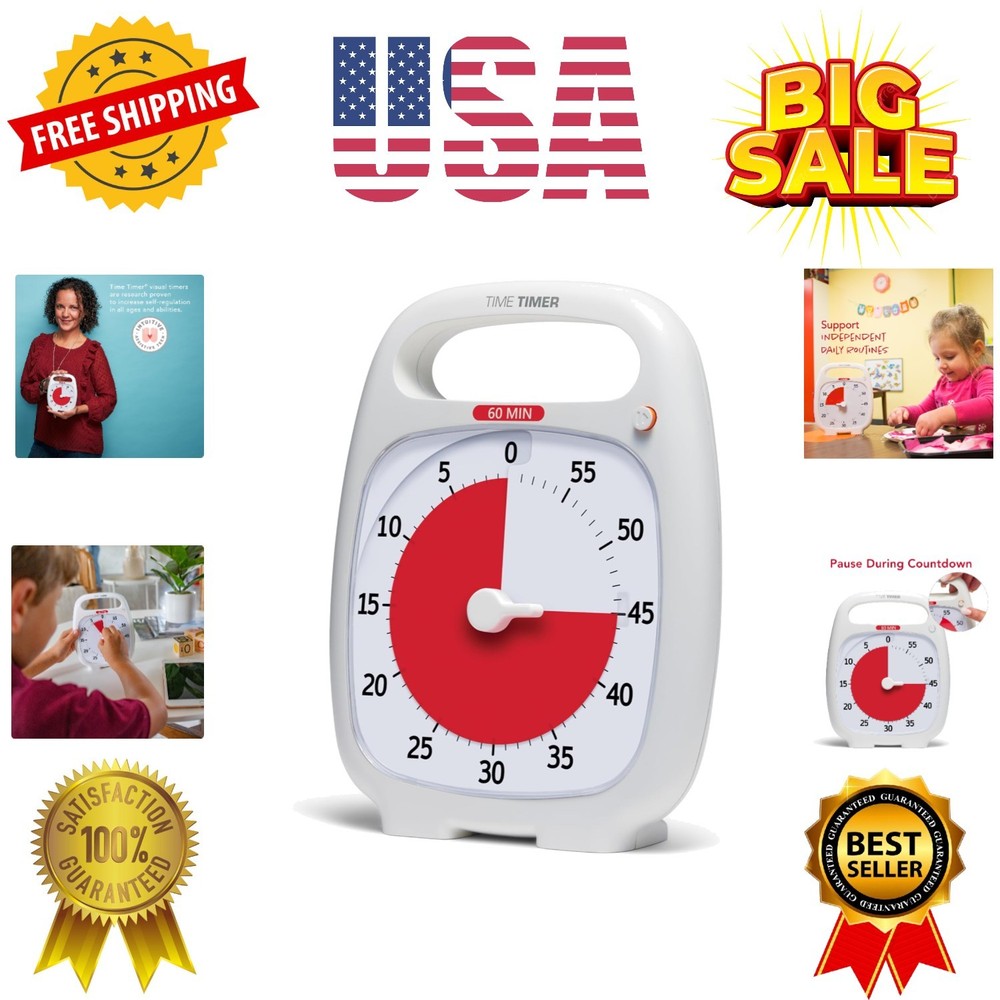 PLUS 60 Minute Desk Visual Timer — Countdown Timer with Portable Handle for C...