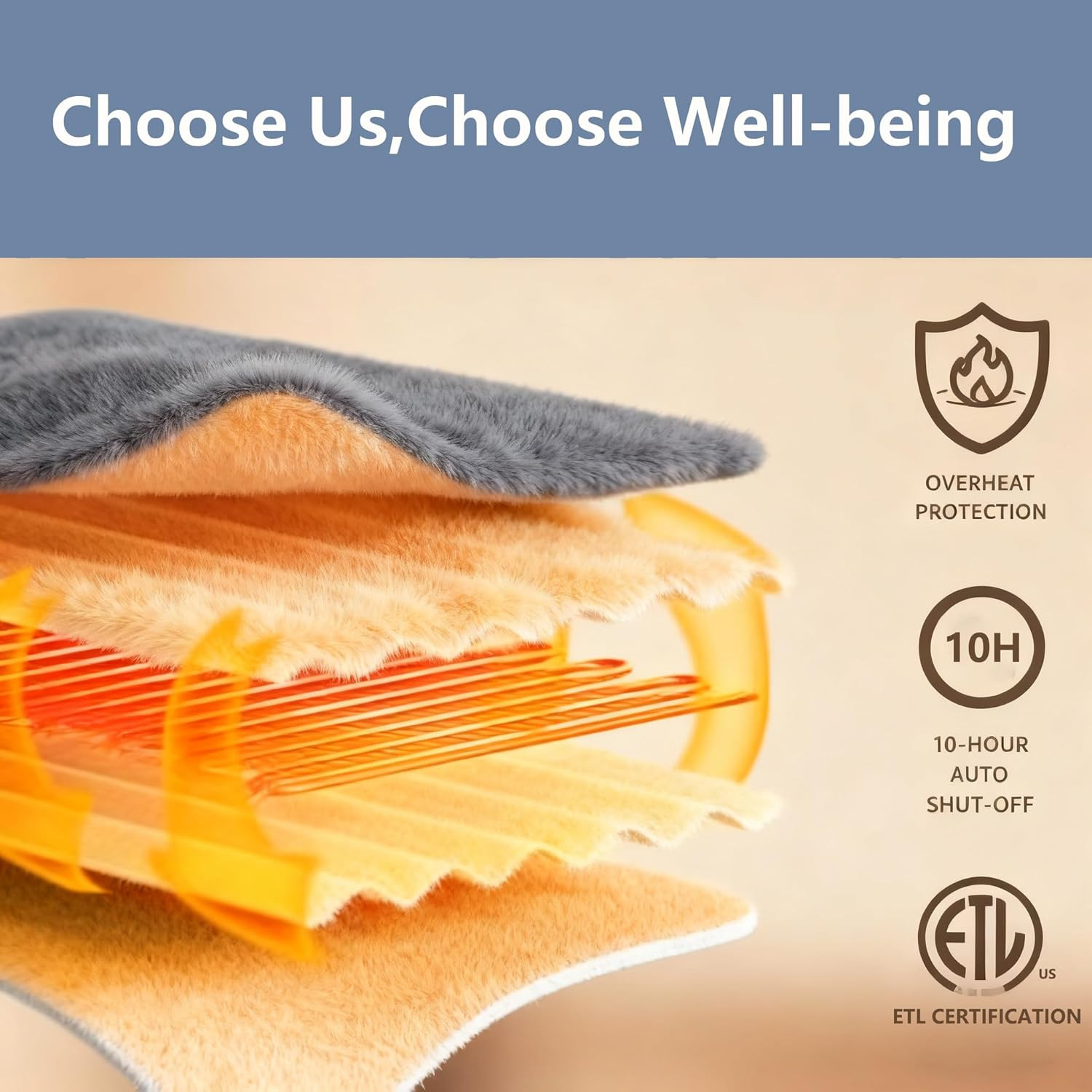 Heated Blanket Electric Throw Blanket with 5 Heat Settings, 10H Auto-Off, 50"X60