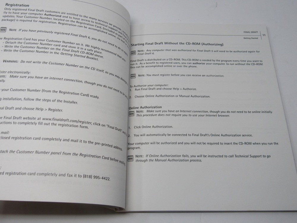 Final Draft Version 5 Scriptwriting Software Getting Started User's Guide 2002