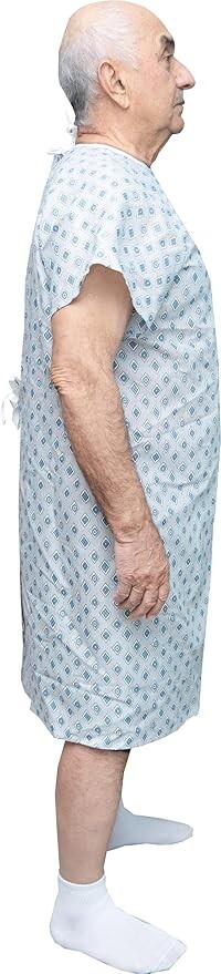 6 PACK - Reusable Hospital Gowns for Men Medical Patient Gowns with Back Ties