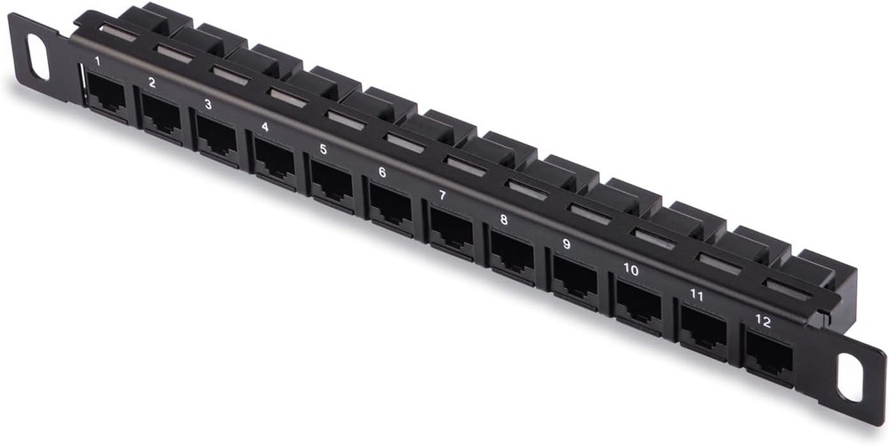 12-Port 0.5U CAT6 Network Patch Panel for 10 inch Server Rack RackMate T1