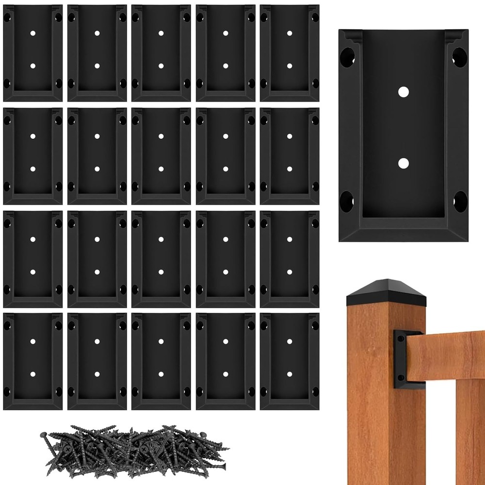 Pre-drilled 20pcs Nylon Deck Railing Connectors & Screws for Quick Setup - Black