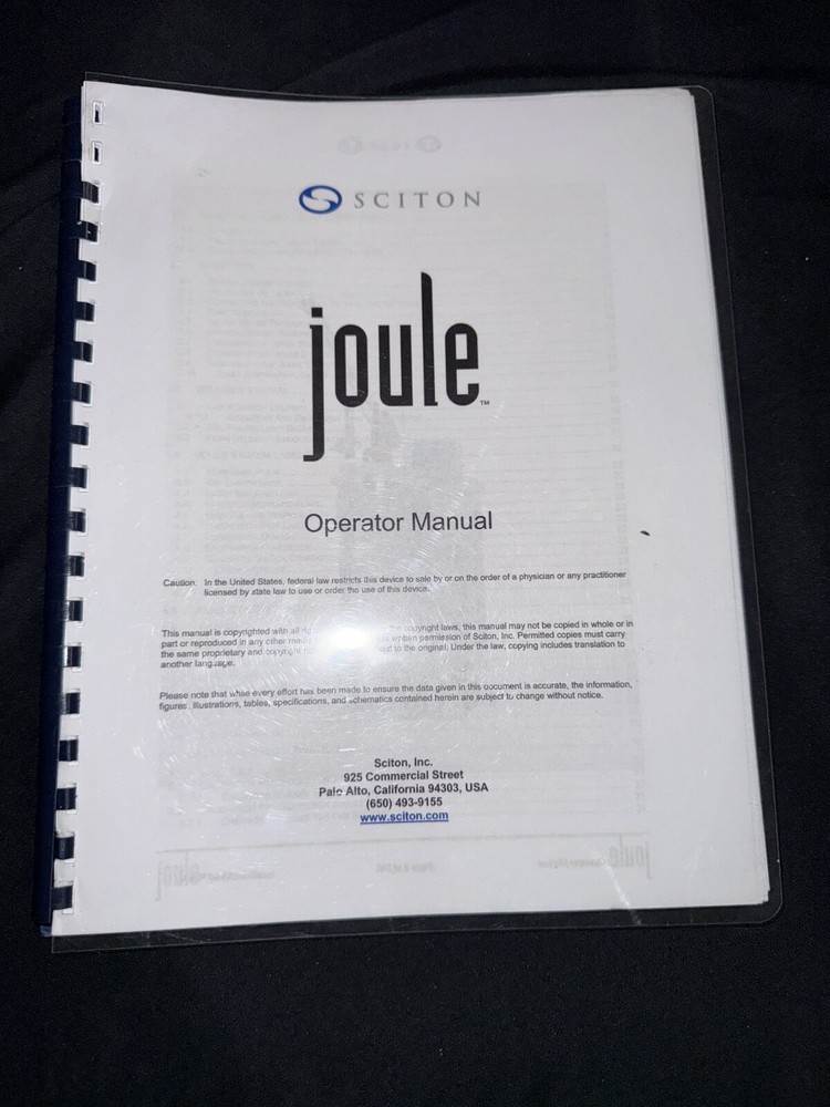 Sciton Joule Operator Manual (Wide Binding)