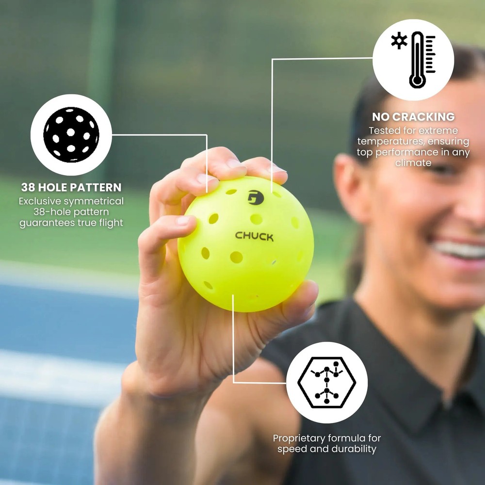 Gamma Chuck Outdoor Pickleballs Yellow for Consistent Play