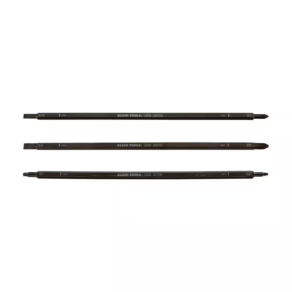 Adjustable Length 4 In. to 8 In. Replacement Screwdriver Blade Set 3 Pack