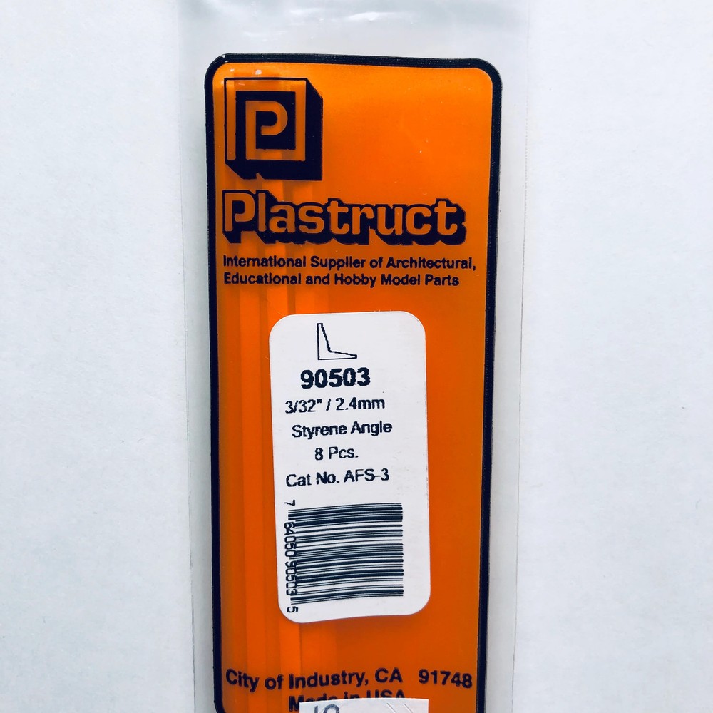 Plastruct 90503 Styrene Angle 3/32"x 15" (8)
