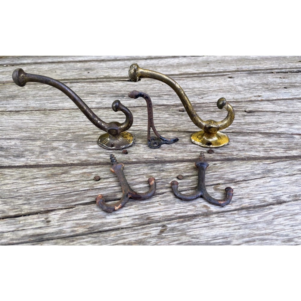 Antique lot 5 Old Wall hooks, plant hooks, ceiling hooks
