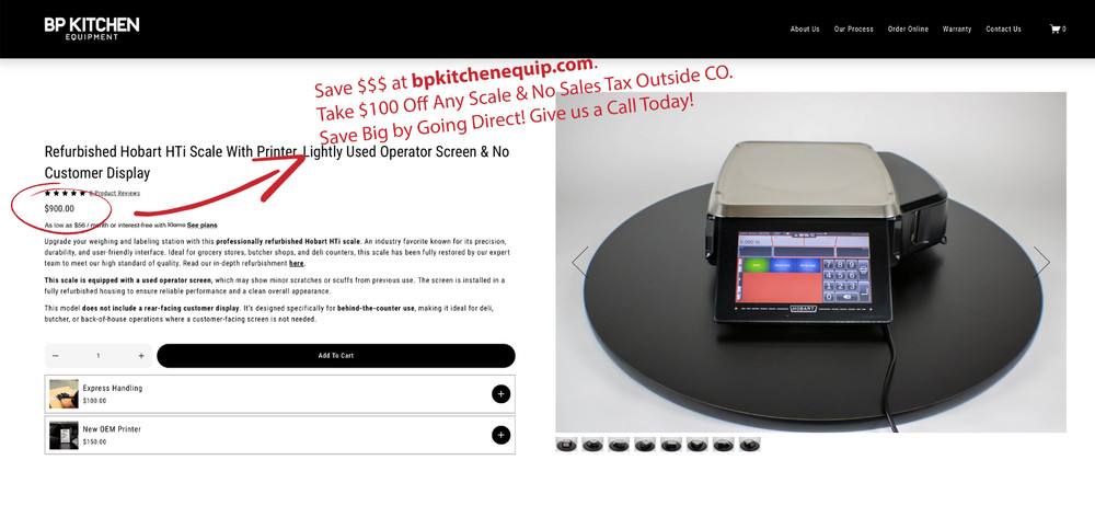 Hobart HTi Scale With Printer, Used Operator Screen & No Customer Display