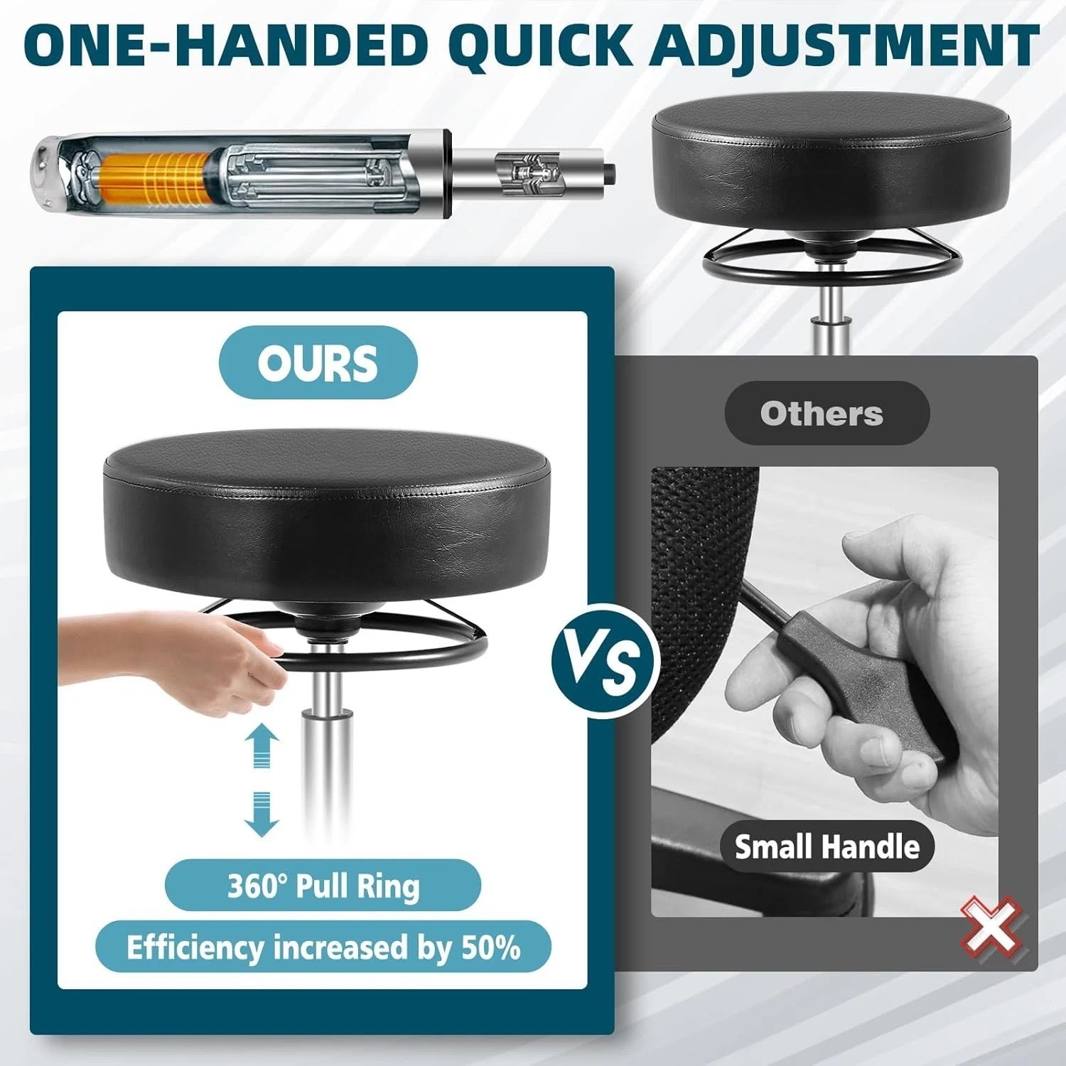 PU Leather Rolling Stool - 400lbs Capacity, Perfect for Tattoo & Beauty Studios