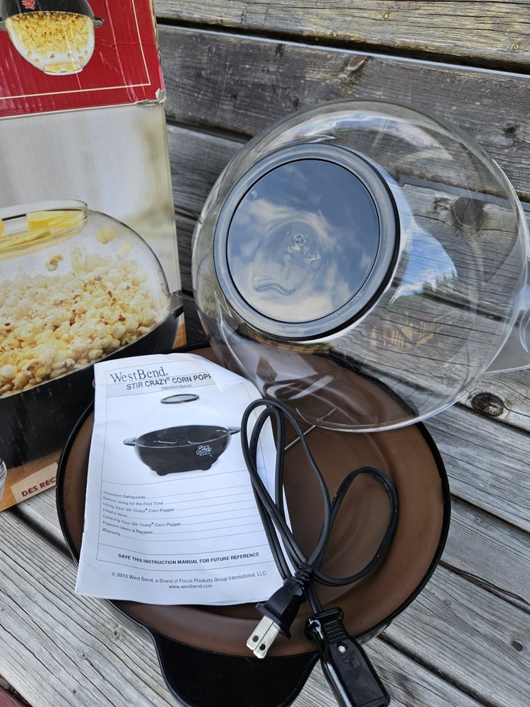 West Bend Stir Crazy Popcorn Corn Popper 6 Quart Model 82306 w/box Working