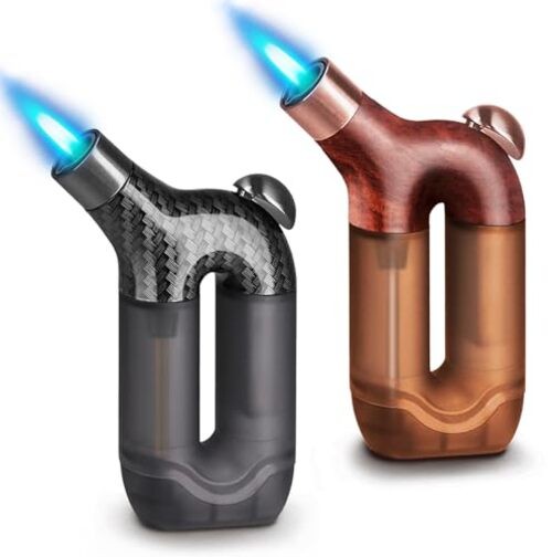 Torch Lighter Single Jet Flame Refillable Butane Lighters Windproof Gas 2 Pack