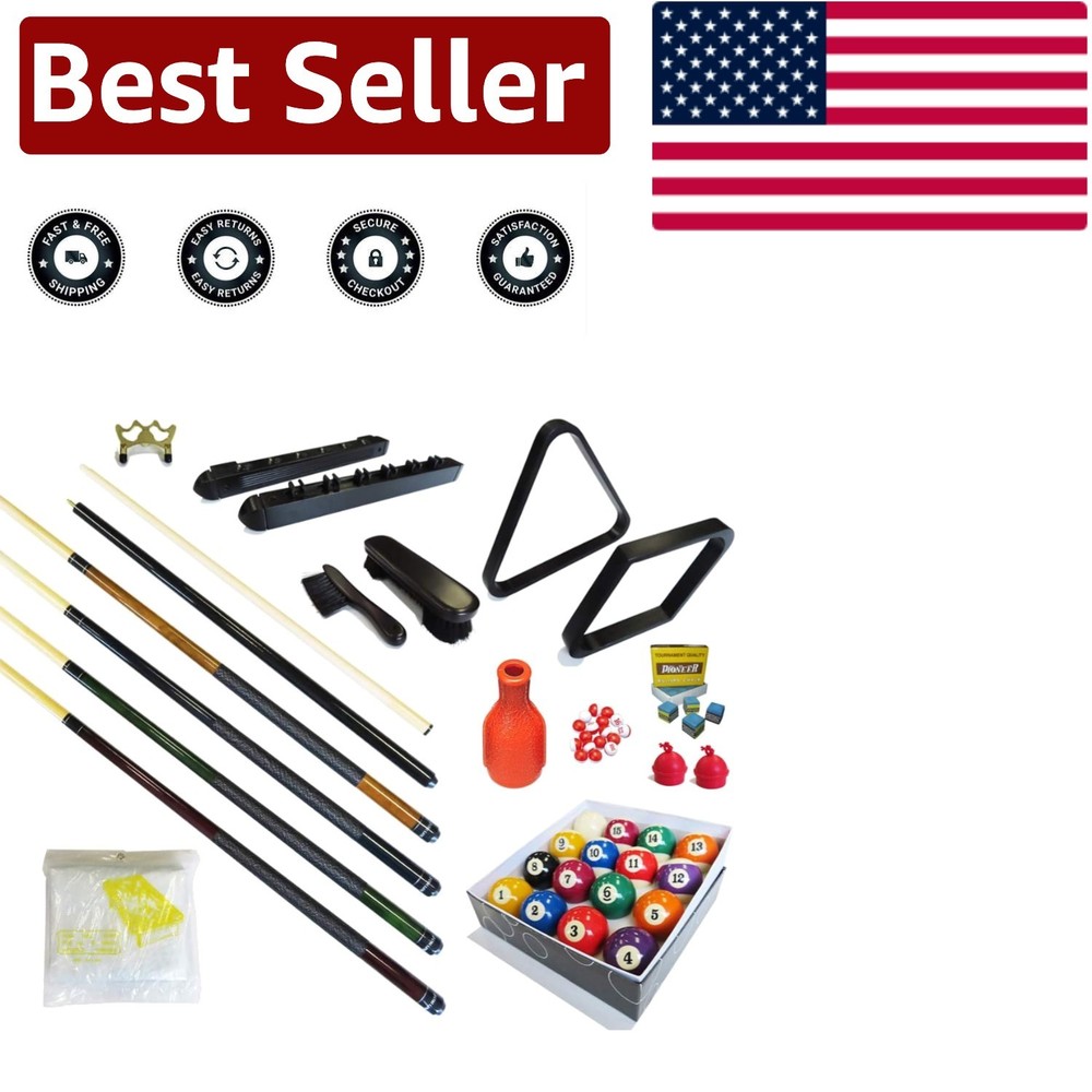 Elegant Pool Table Accessory Kit - 32 Pieces Including Cue Sticks & Racks