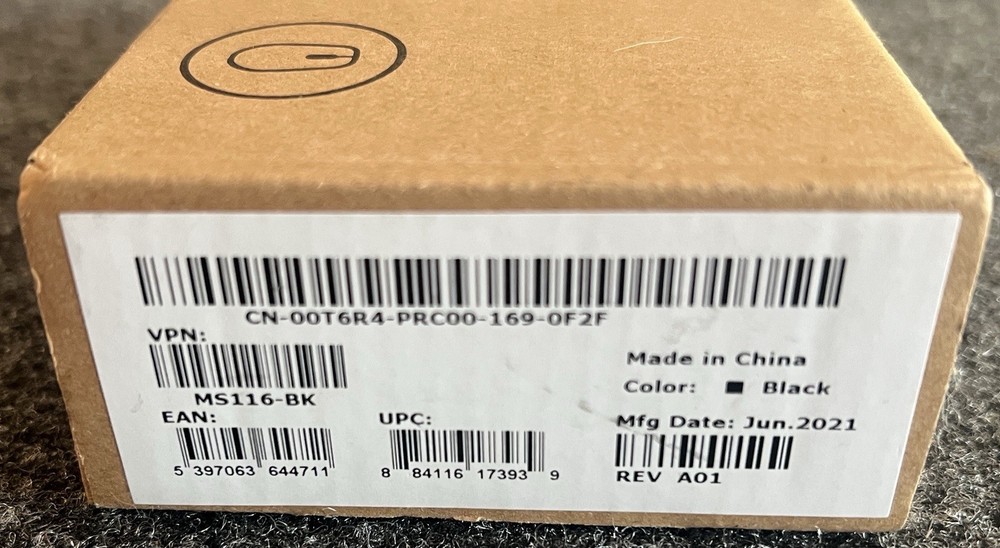 NEW In Box Dell Wired Mouse with USB Conntection Model MS116-BLK