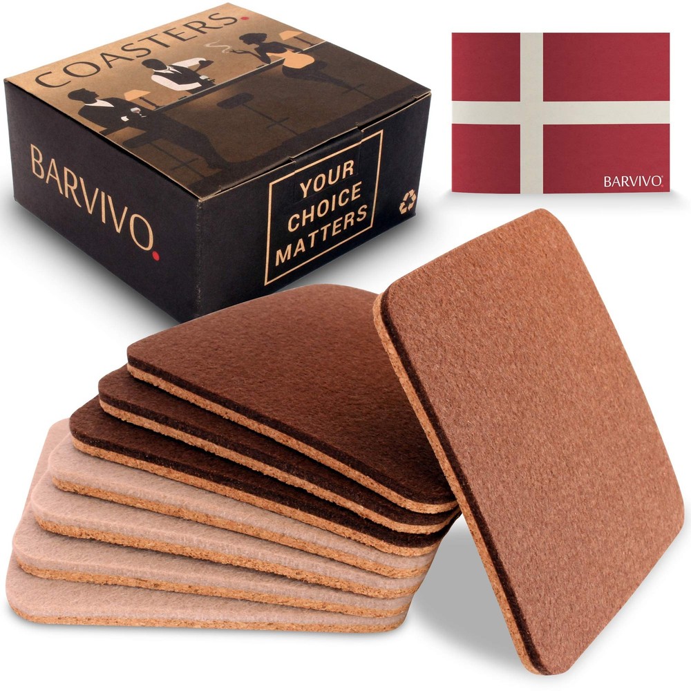 Coasters for Drinks Absorbent- 8 Pcs Square Coasters for Coffee Table - Double