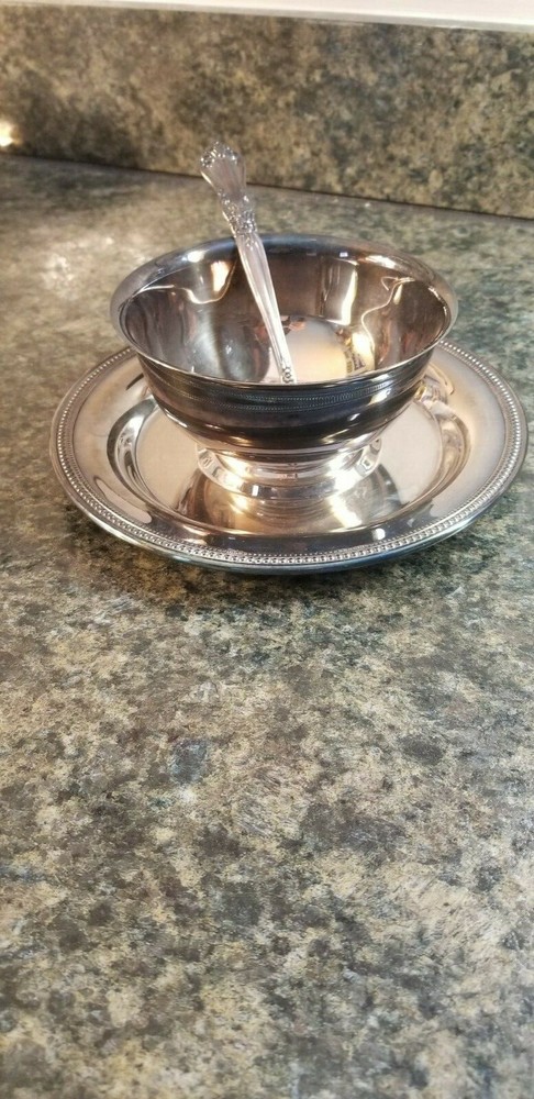 Vintage Wm. A. Rogers Oneida LTD Silver Plated Bowl & Saucer w/ Spoon
