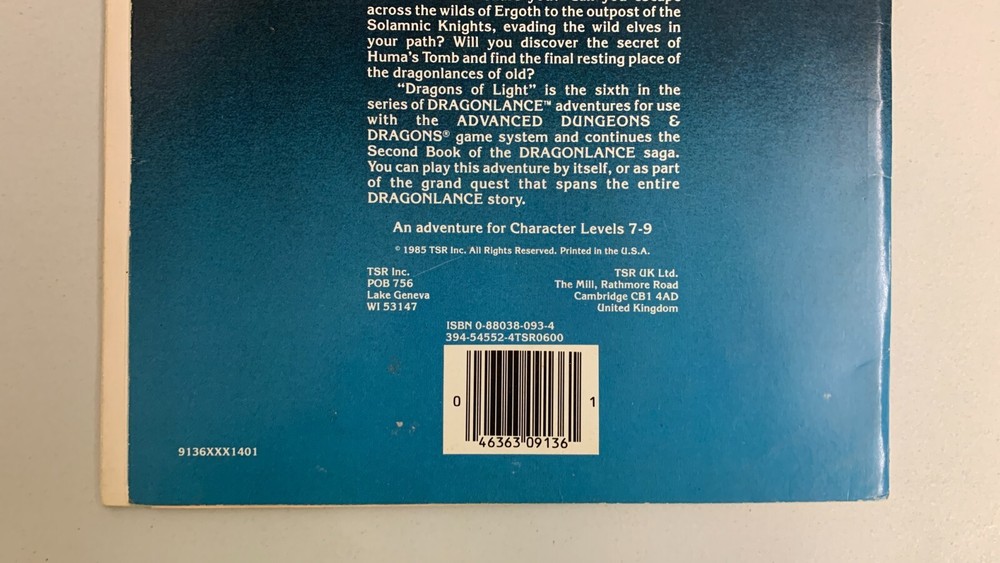 Advanced Dungeons & Dragons Dragons of Light Paperback