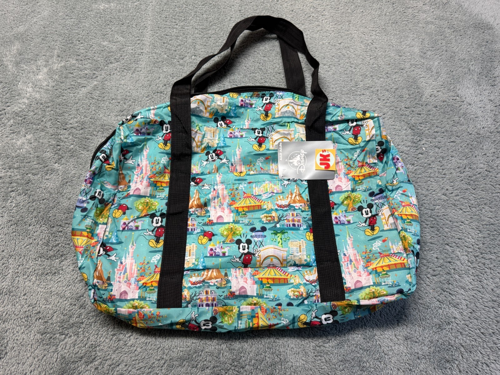 NEW Disneyland Paris Mickey Mouse Bag Tote Disney Green Folding Lightweight