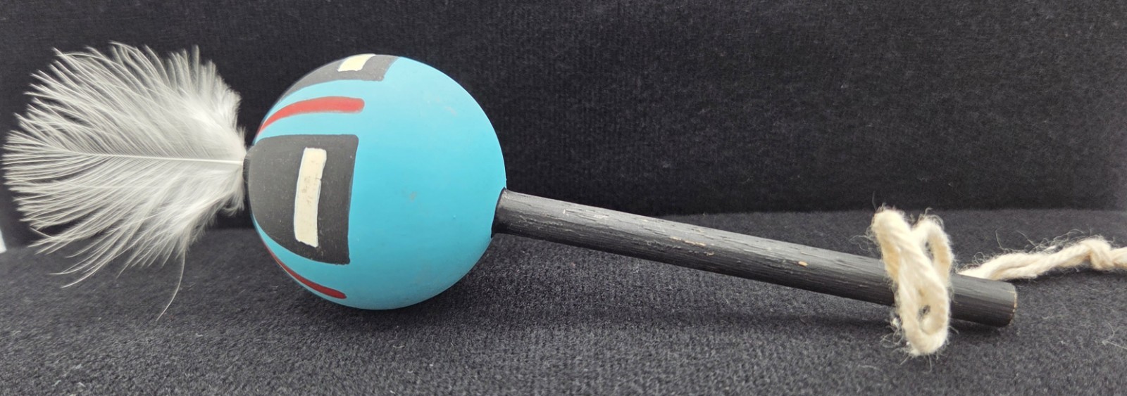 Hopi Kachina Ceremonial Spiritual Rattle Native American Indian Feather Folk Art