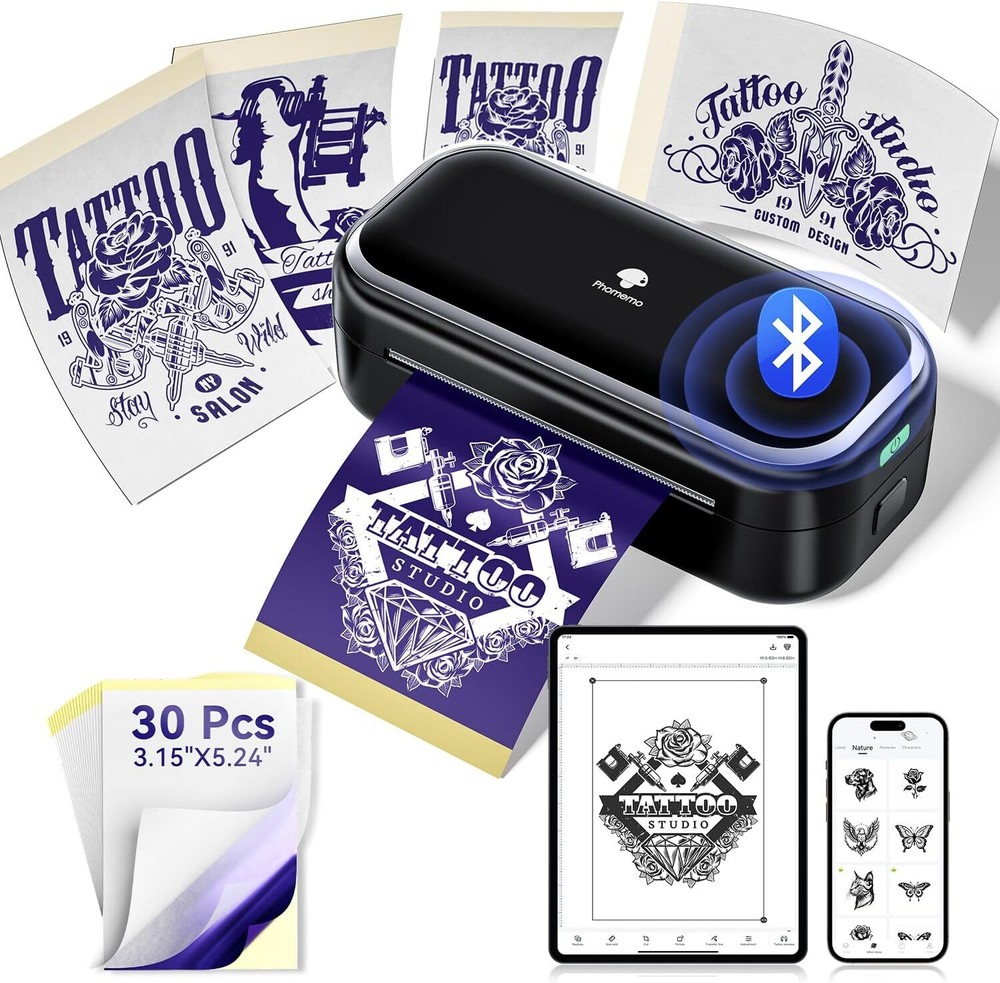 Phomemo TP31 Tattoo Stencil Printer Mini Tattoo Printer w/ 30pcs Transfer Paper