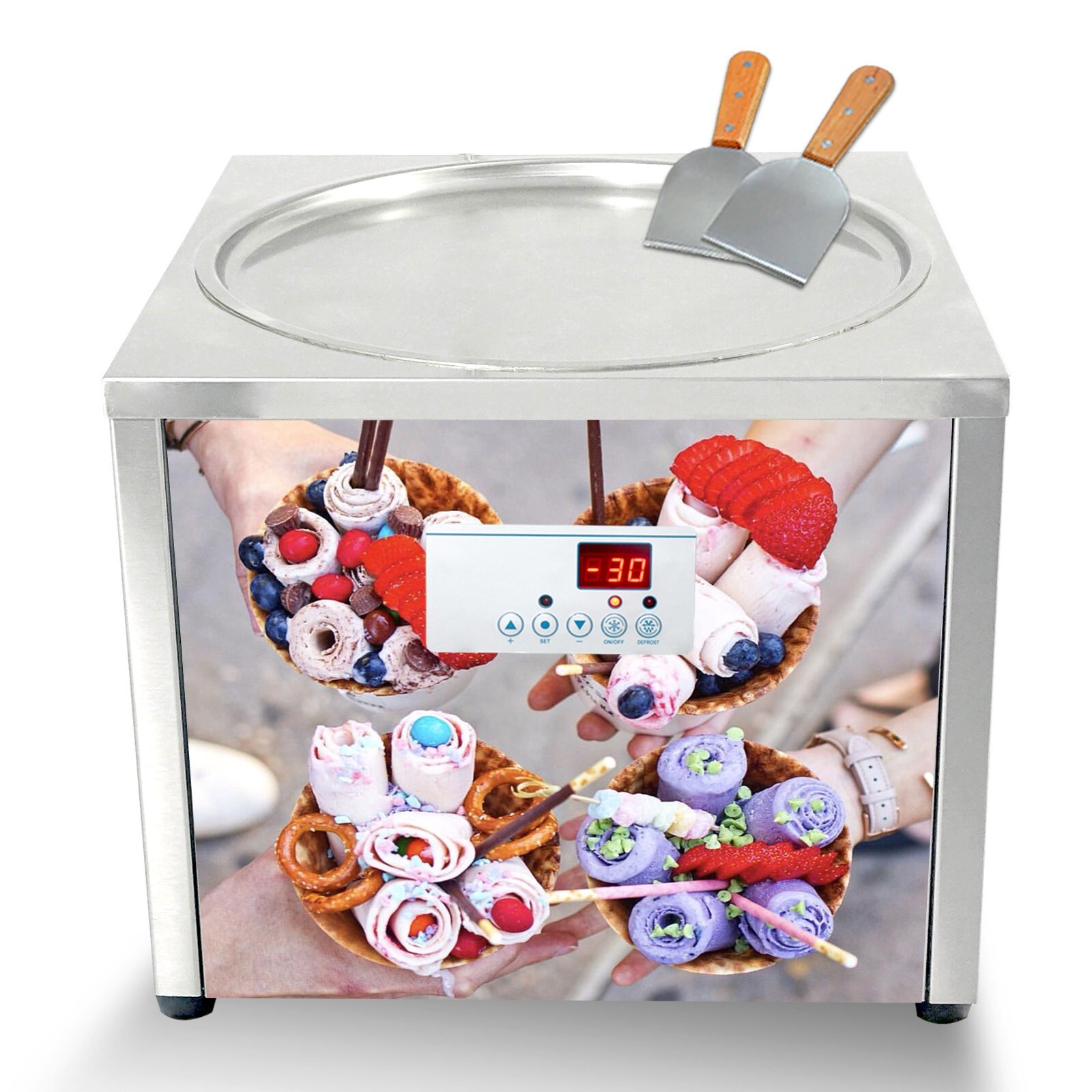 Kolice commercial countertop 18" single round pan fried ice cream machine