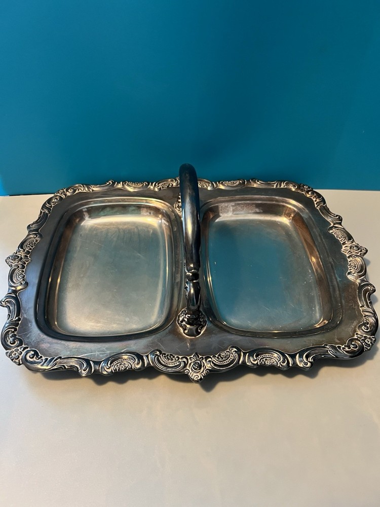 Vintage Hollowware Silverplate By Towle Silver Serving Tray w/ Handle